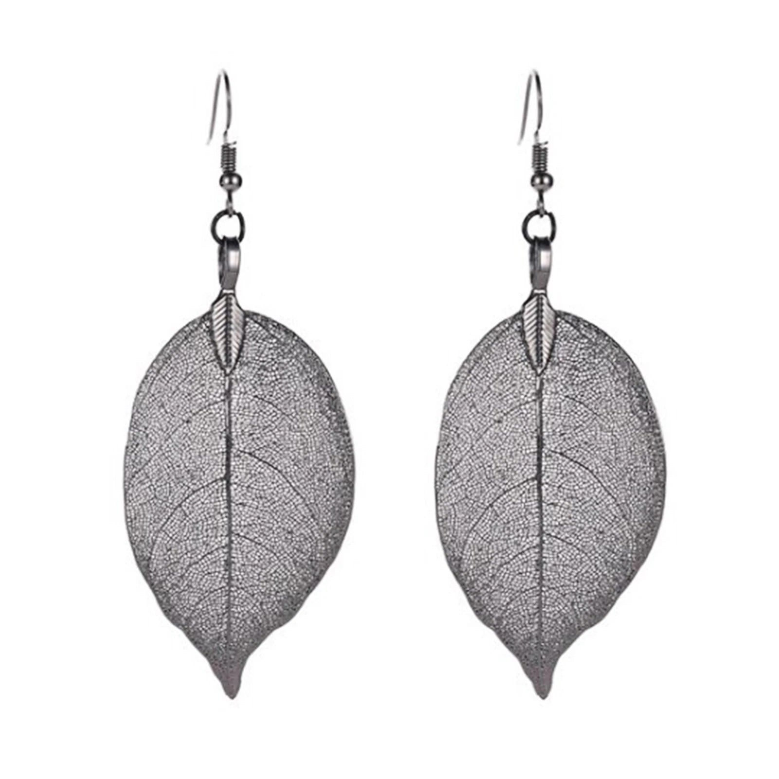 Stainless Tree Leaf Shape Hollow Out Elegant Dangle Earrings