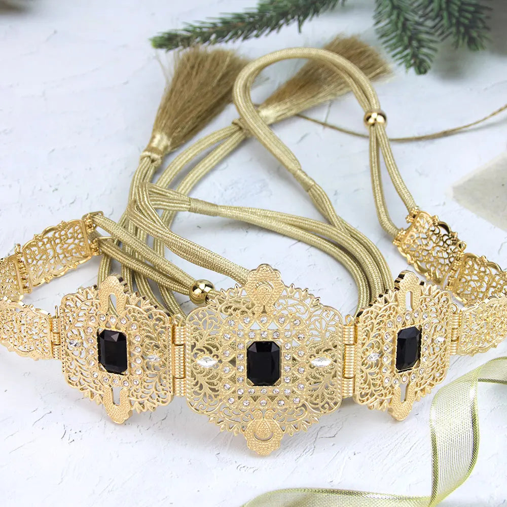 Moroccan Bride Tassel Straps Rope Waist Chain Chic Alloy Belt
