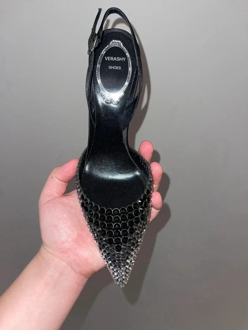 Luxury Rhinestones Gradient Slingbacks Stiletto High Heels