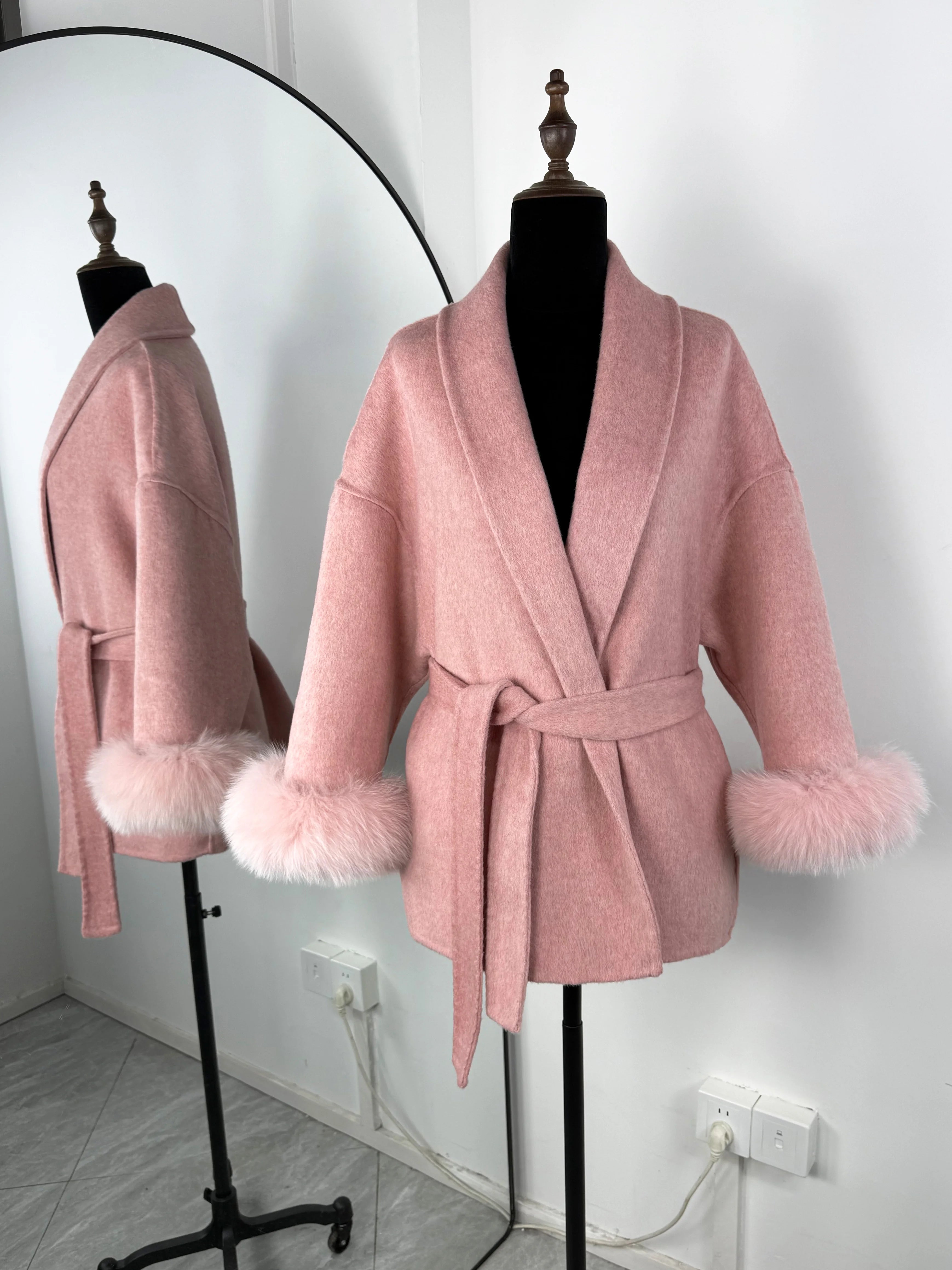 Fox Fur Short  Removable Elegant Double-sided Wool Overcoat