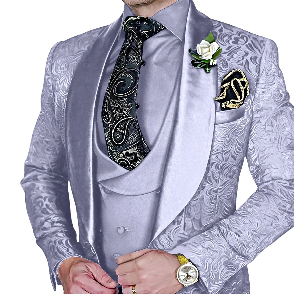 Jacquard Men's 3-piece Suit Set