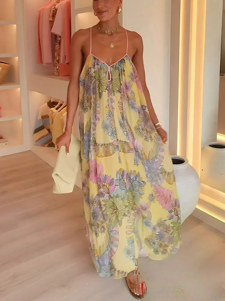 Beach Sexy Chic Backless Print Dress