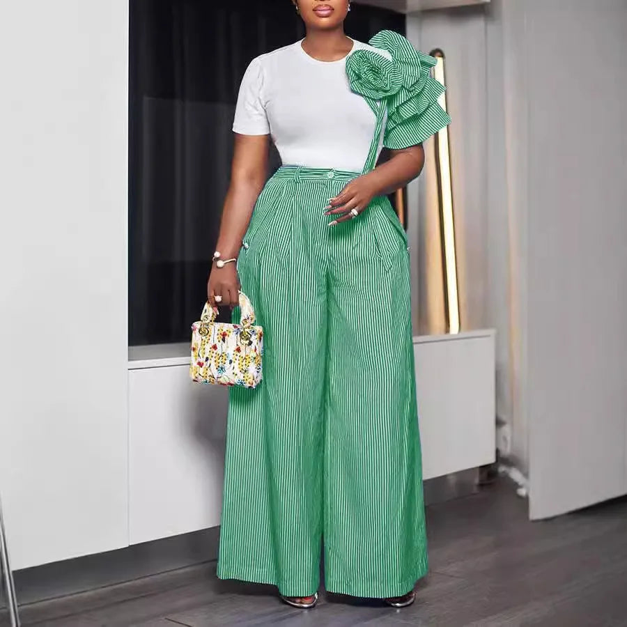 Summer Autumn Splicing Pullover Suit Tops And Pants Suits