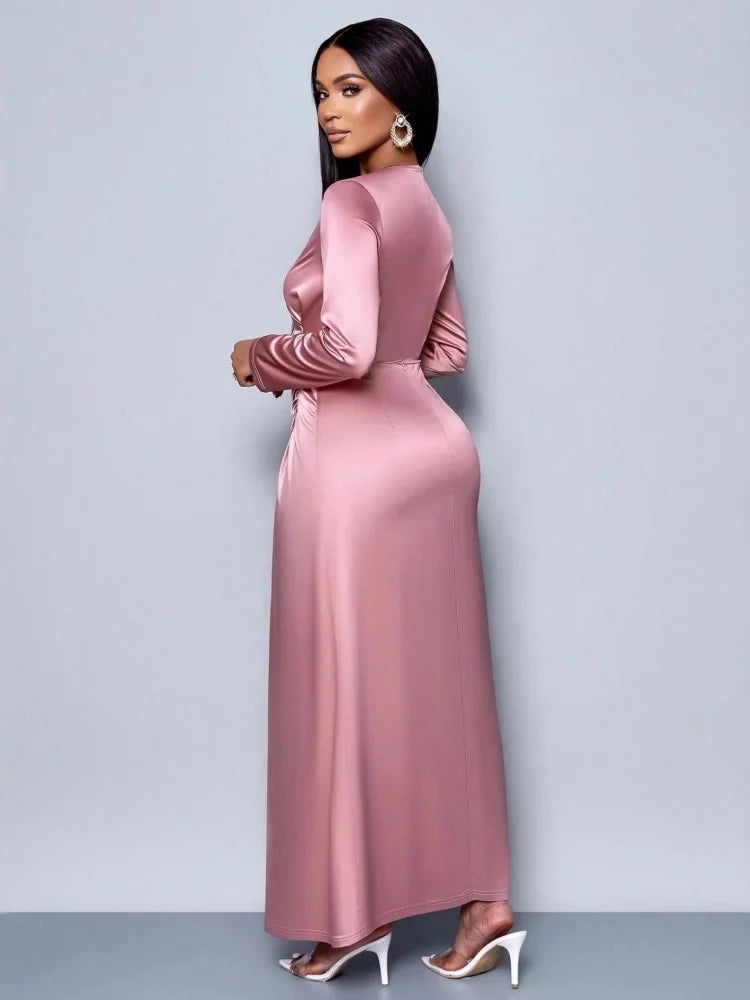 New 2026 Model Solid Color High End Satin Dress