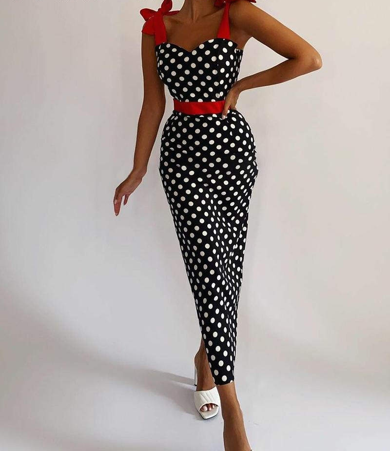 Sexy Sleeveless Polka Dot Dresses