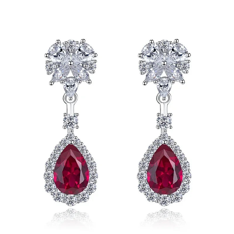 Brilliant Red CZ Drop Earrings