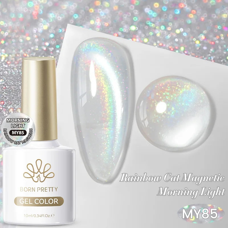 BORN PRETTY 10ml White Cat Magnetic Gel Nail Polish Ultra Shine White-light Varnis Semi Permanent Soak Off UV LED Gel for Nails