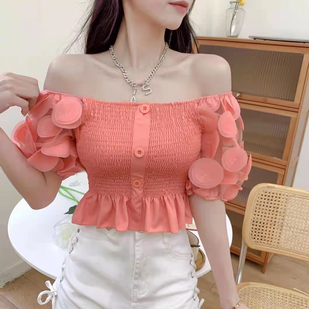 Summer Puff Sleeve Corset Tops