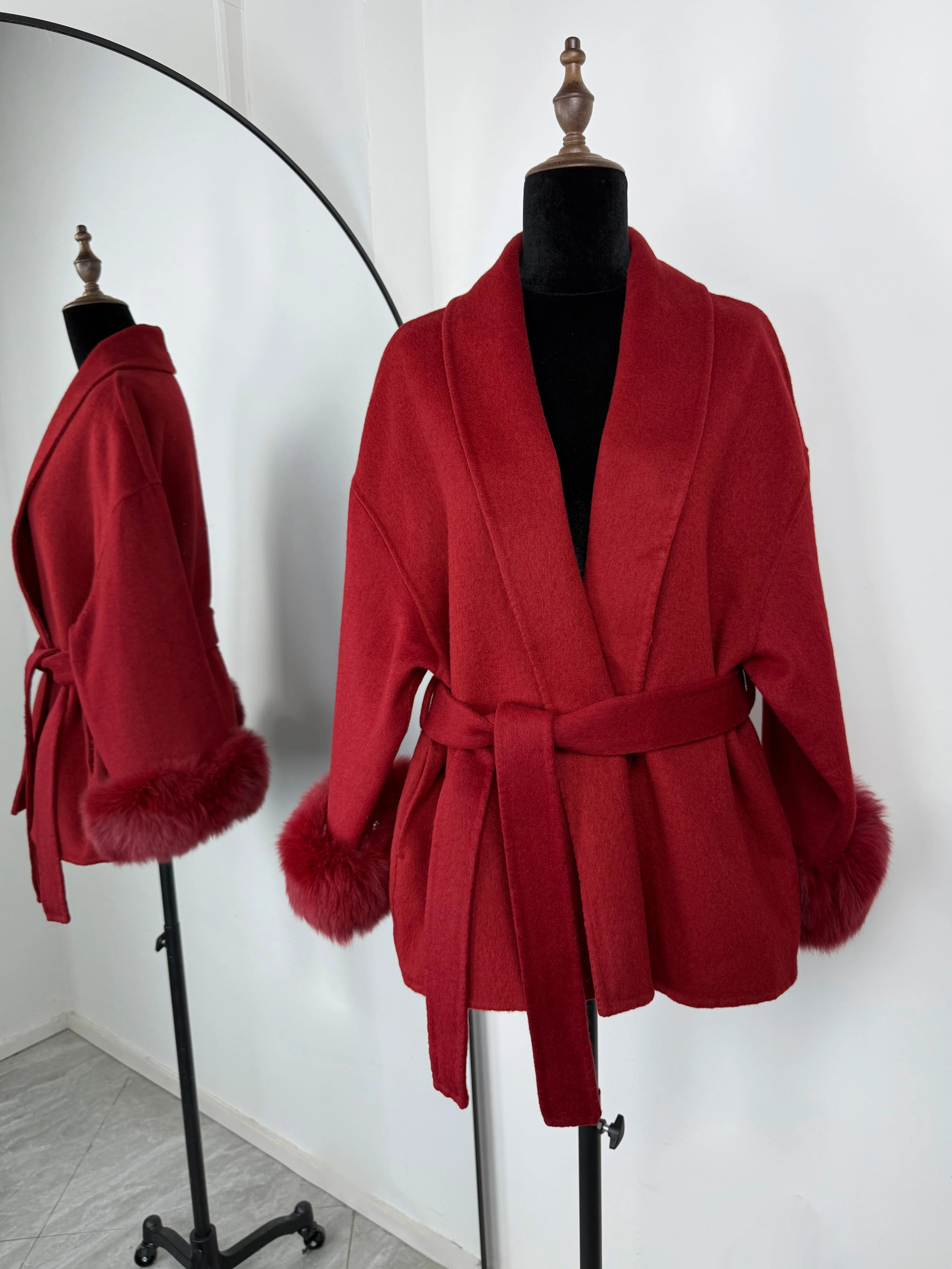 Fox Fur Short  Removable Elegant Double-sided Wool Overcoat