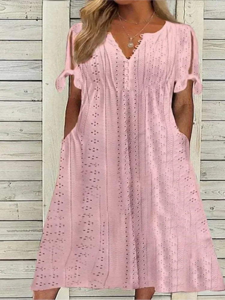 Summer Lace-Up Cutout Midi Dress