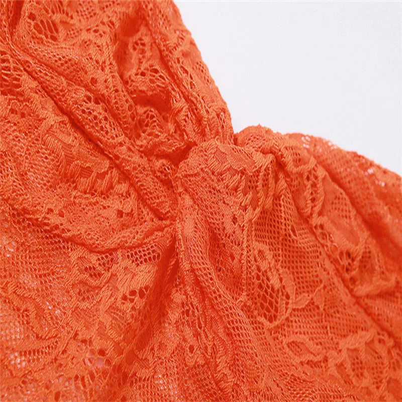 Spaghetti Strap Sleeveless Lace Patchwork See Through Maxi Dress