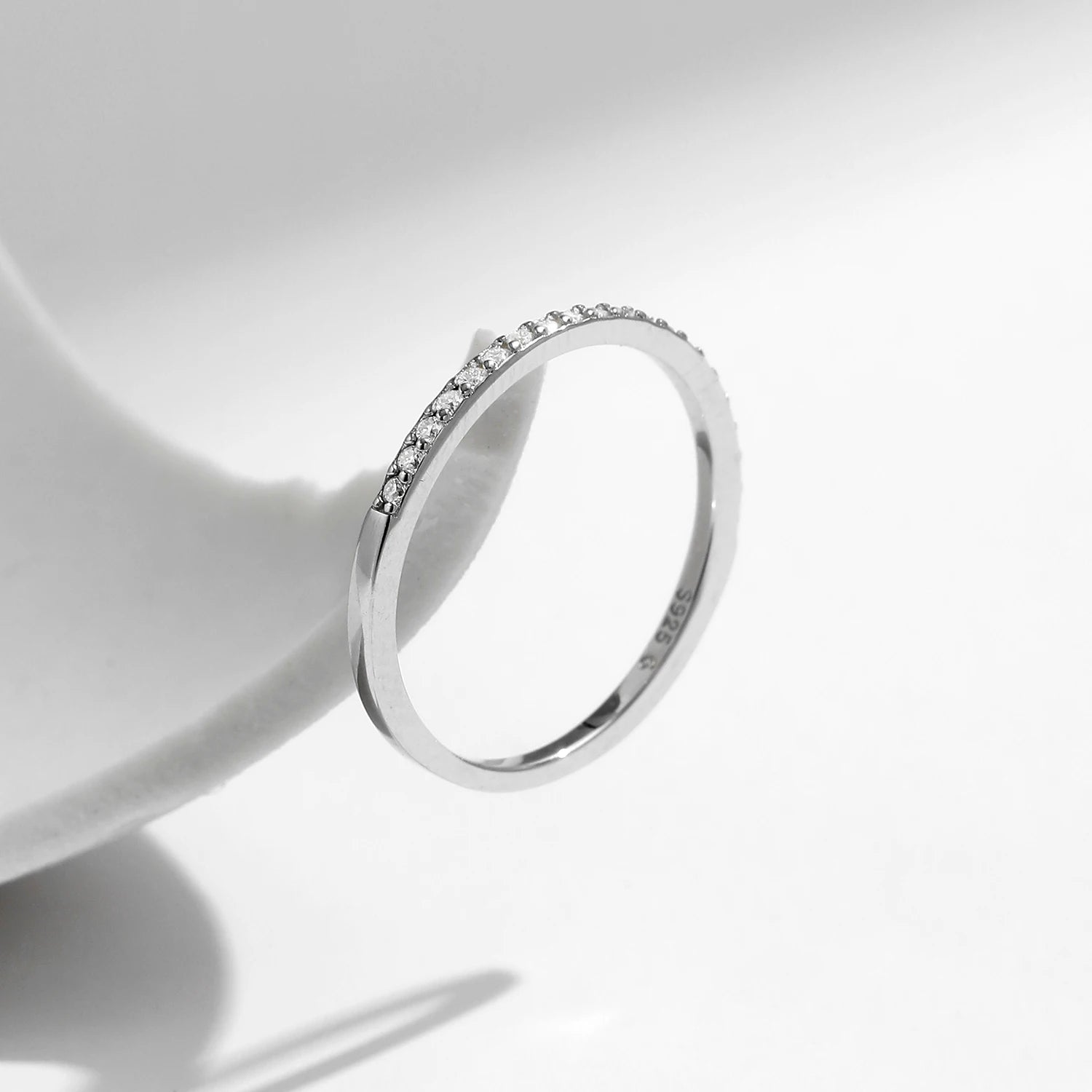 Simple Eternity Moissanite  925 Sterling Silver Sparkling Simple Thin Wedding Band Rings