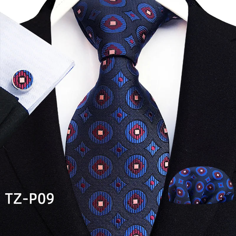 Orange Novelty Ties Plaid Flower Design Wedding Necktie Hanky Cufflinks