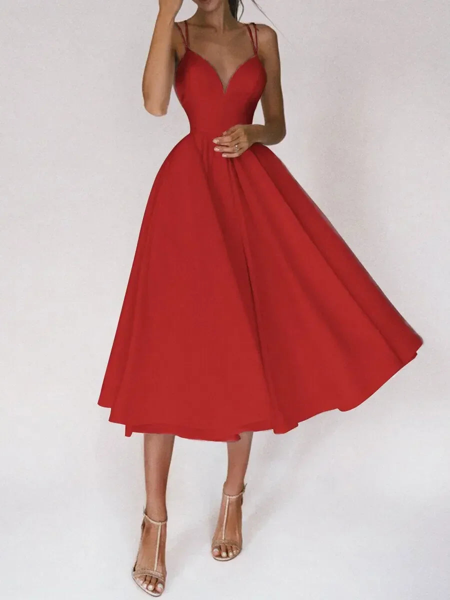 Summer Sexy Slip Backless Ball Gown Midi Casual Dress