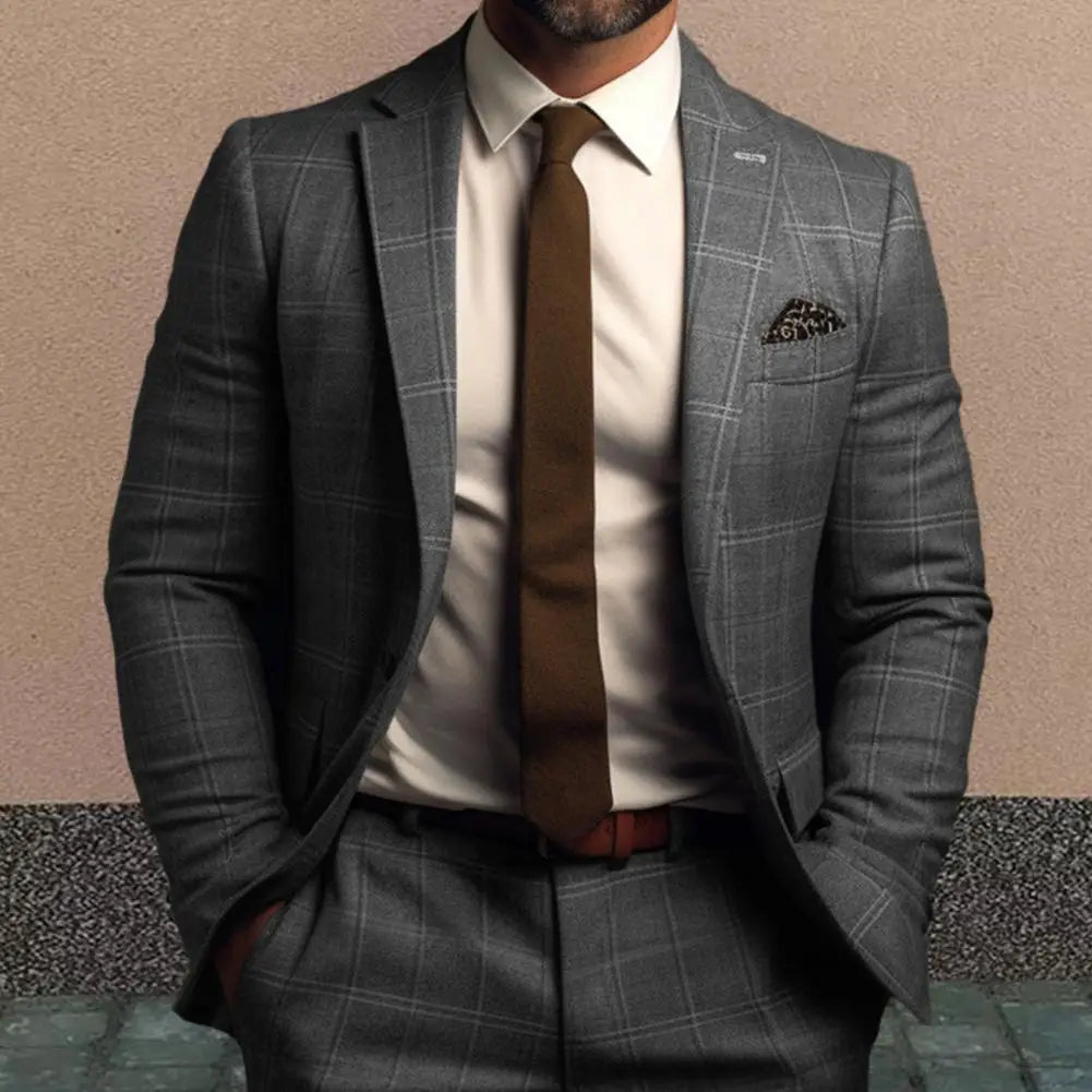 Men’s Slim Fit Plaid Suit Coat