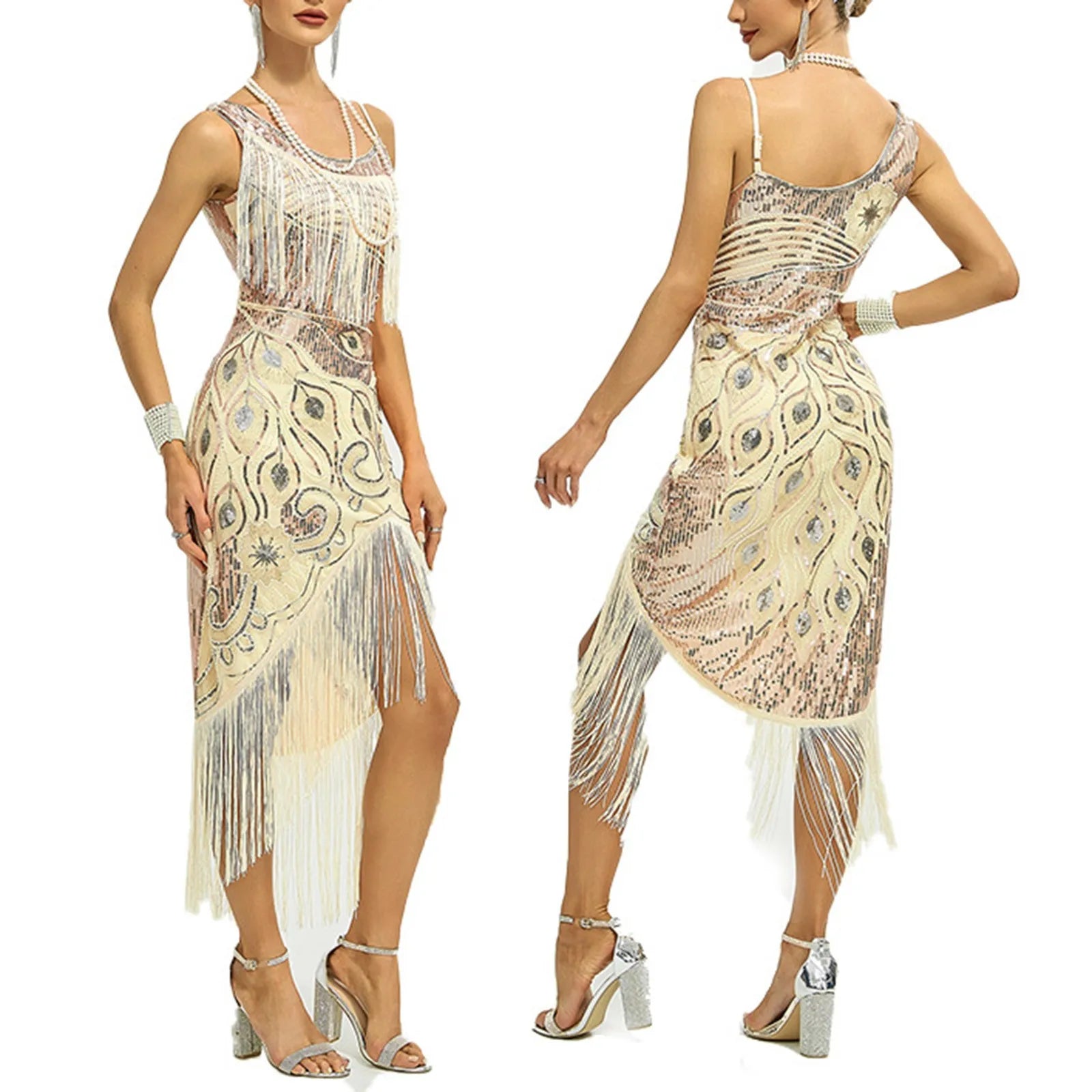 Vintage 1920s Flapper Tassel Dress