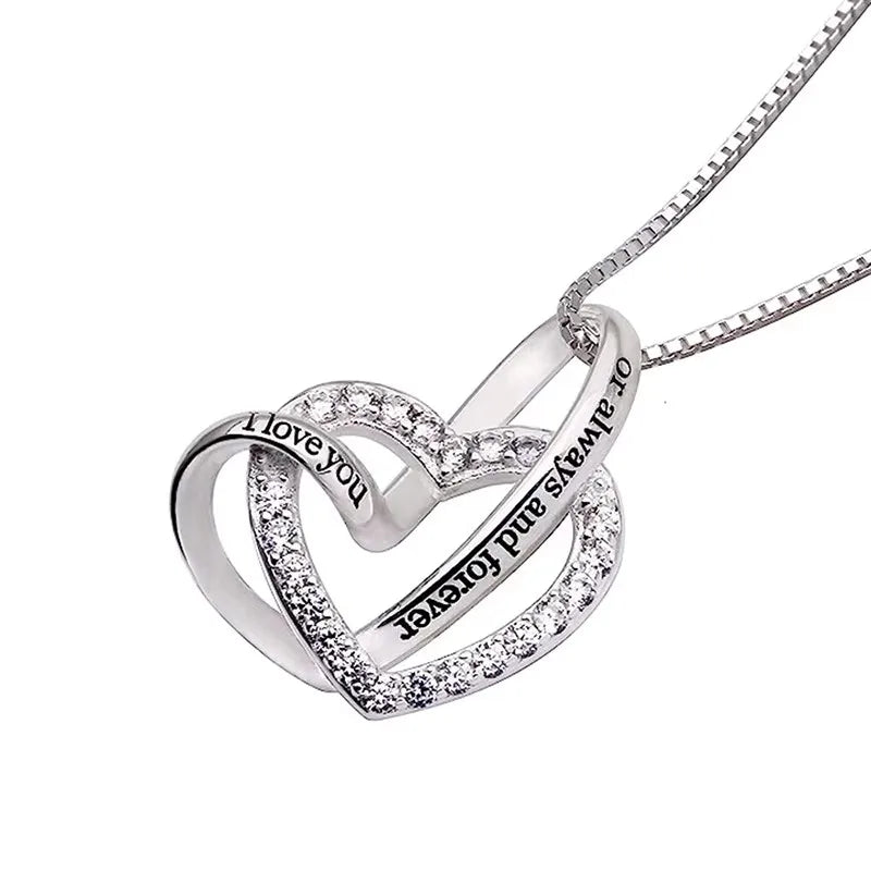Double Hollow Heart Pendant Necklace