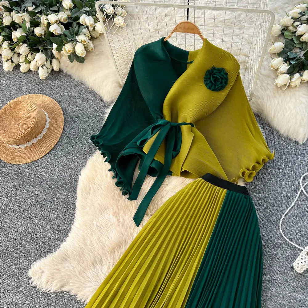 Elegant Pleated Two‑Piece Set