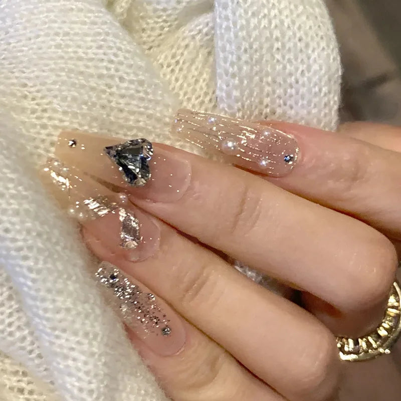 24Pcs Pink Ballet Fake Nails