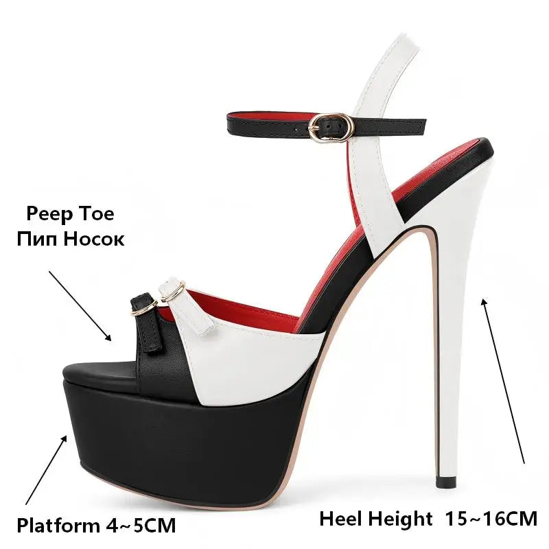 Womens Peep Toe Mixed colors Platform Pumps Big Size