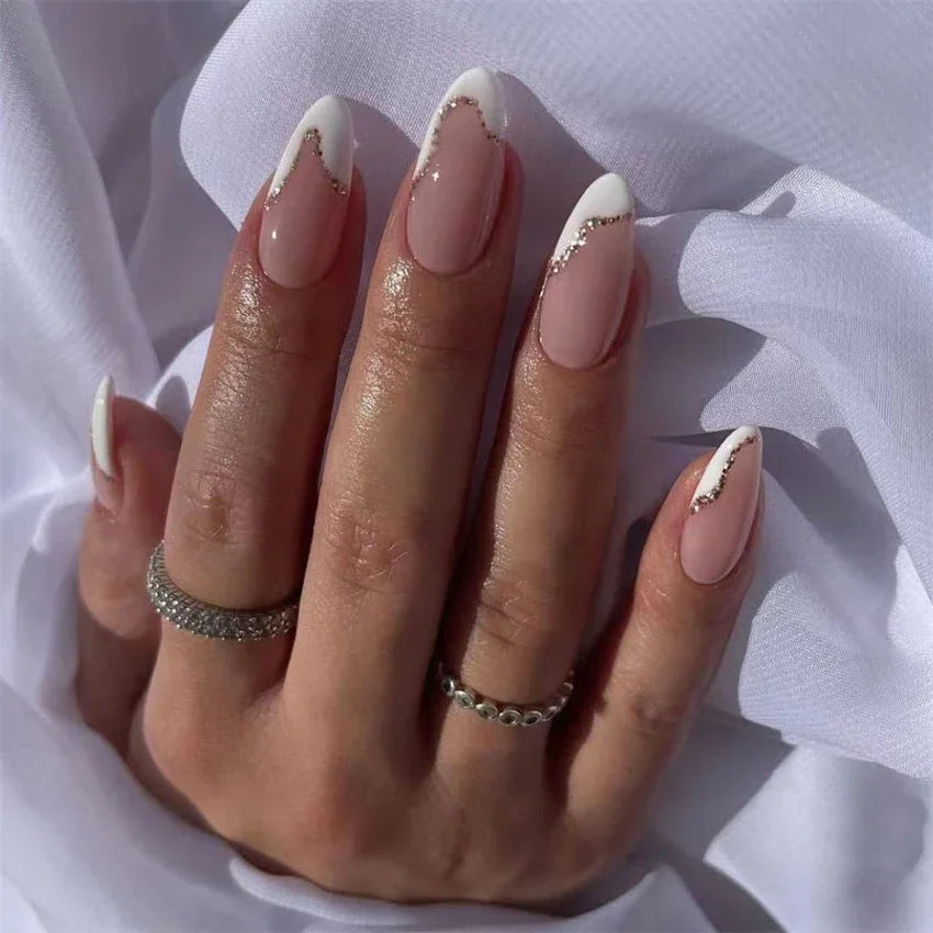 24P/set Medium Long Flat Coffin False Nails
