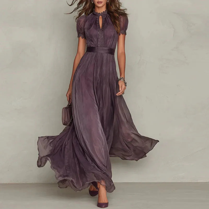 Spring Vintage Lace A‑Line Maxi Dress