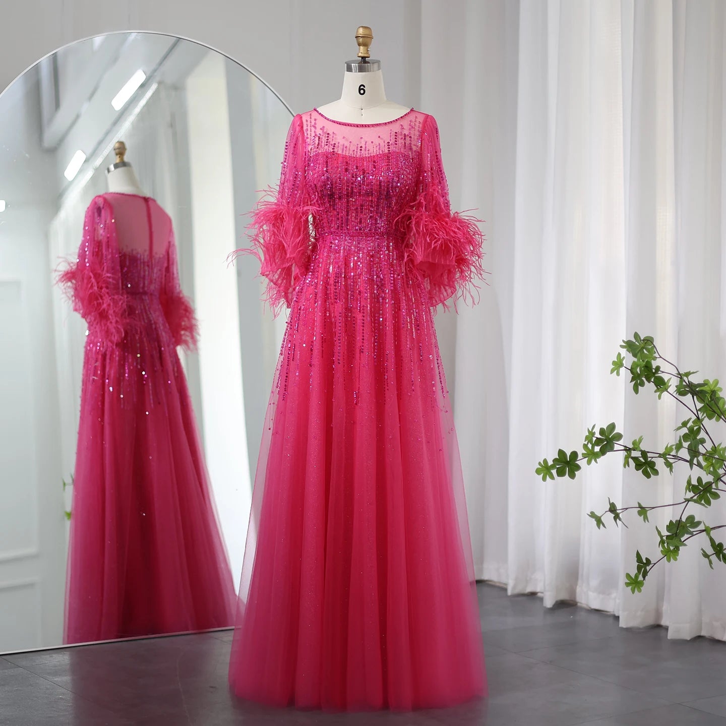 Luxury Feathers Dubai Evening Dress