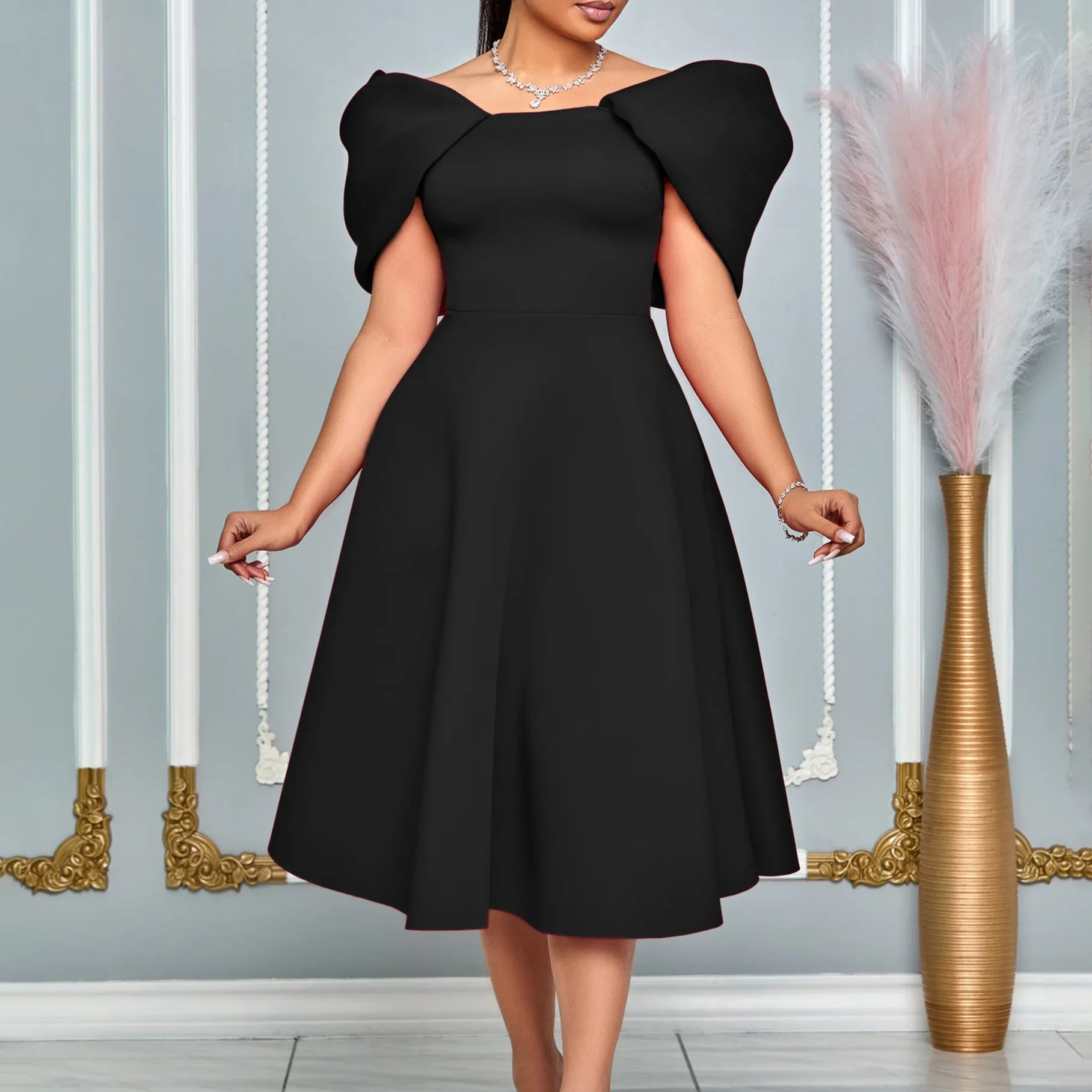 Solid Short Sleeve Plus Size Dress