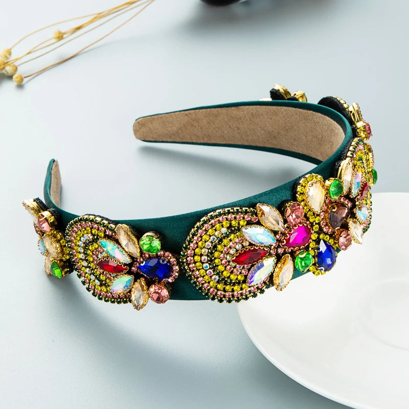 New Baroque Fashion Colorful Heavy Craft Exaggerated Hair Accessories Gorgeous Headband For Women's  Hair accessories