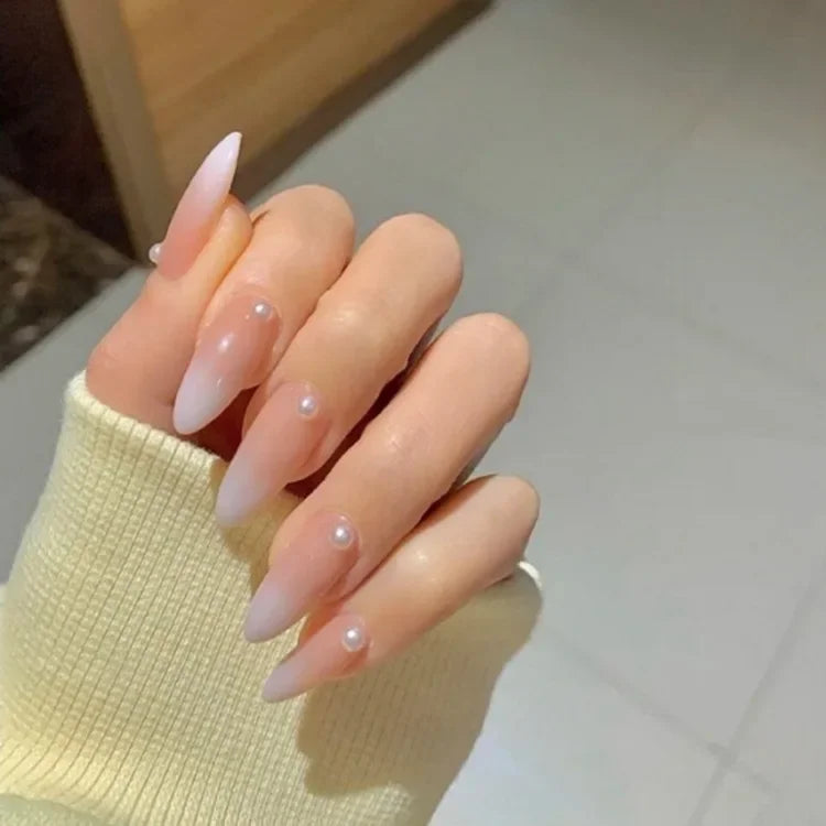 24Pcs Gradient Press on Long Almond False Nails