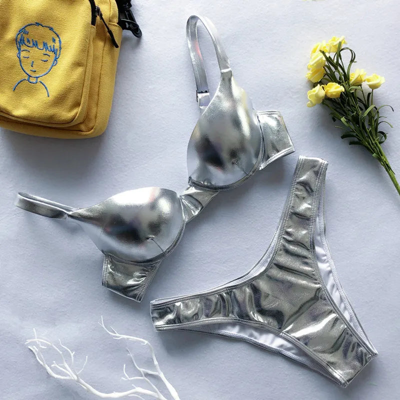 Metallic Push-Up Bikini Set