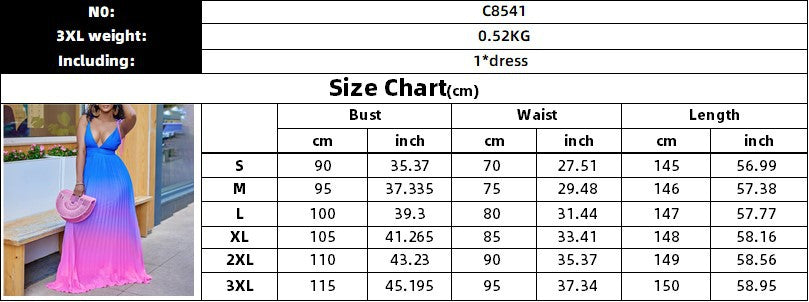 Summer Casual Backless Printed Pleated Skirt Slim Long Temperament Dress