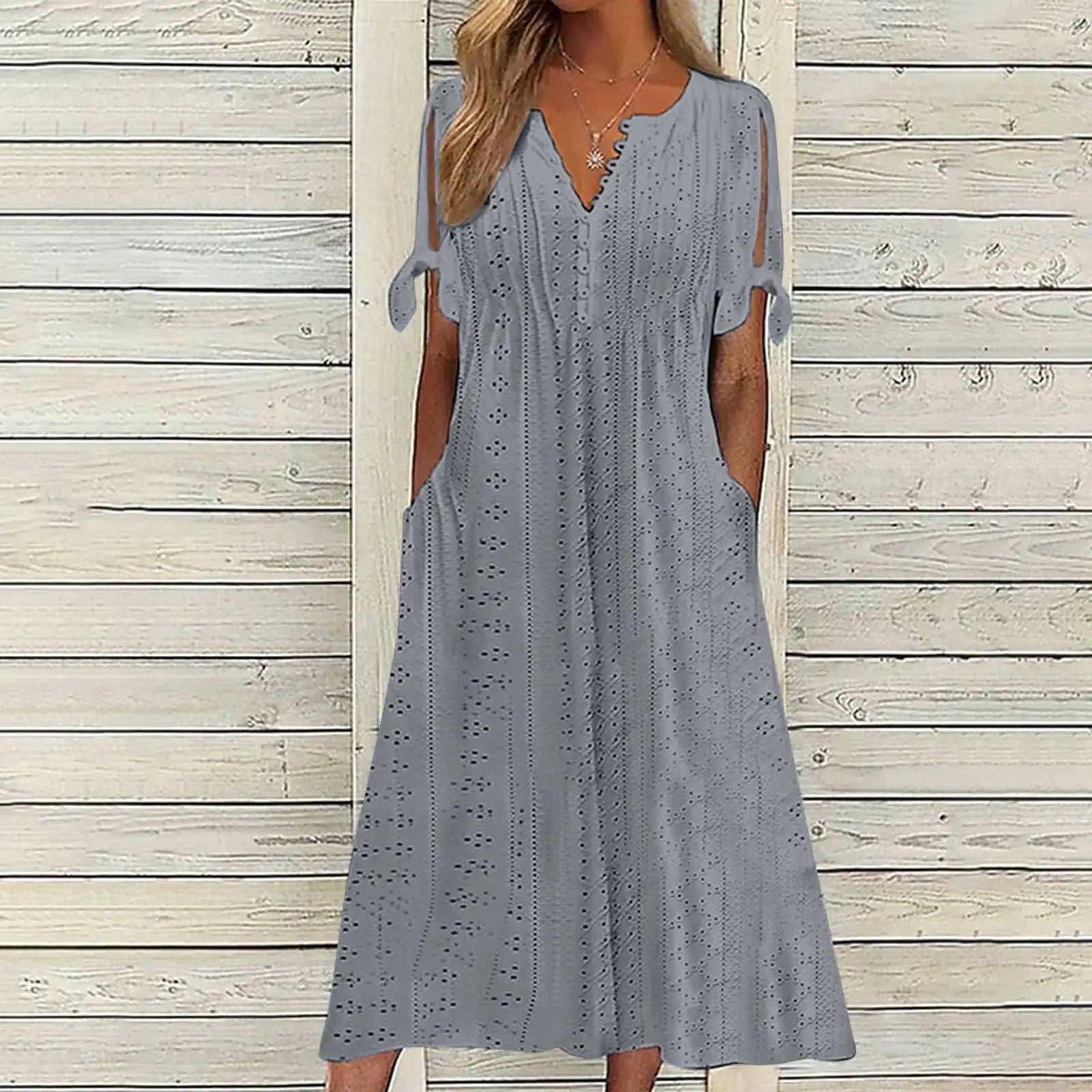 Summer Lace-Up Cutout Midi Dress