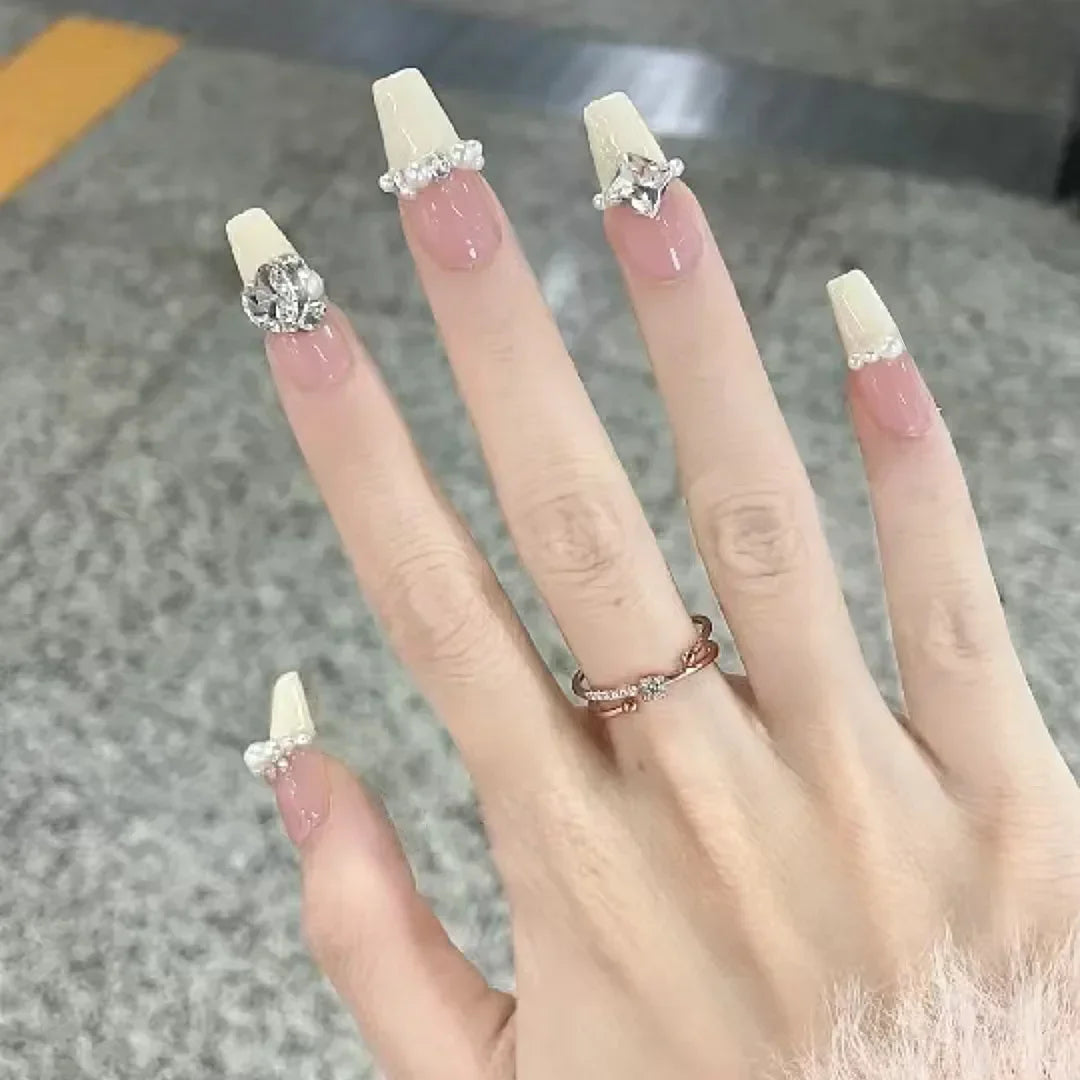 24Pcs Pink Ballet Fake Nails