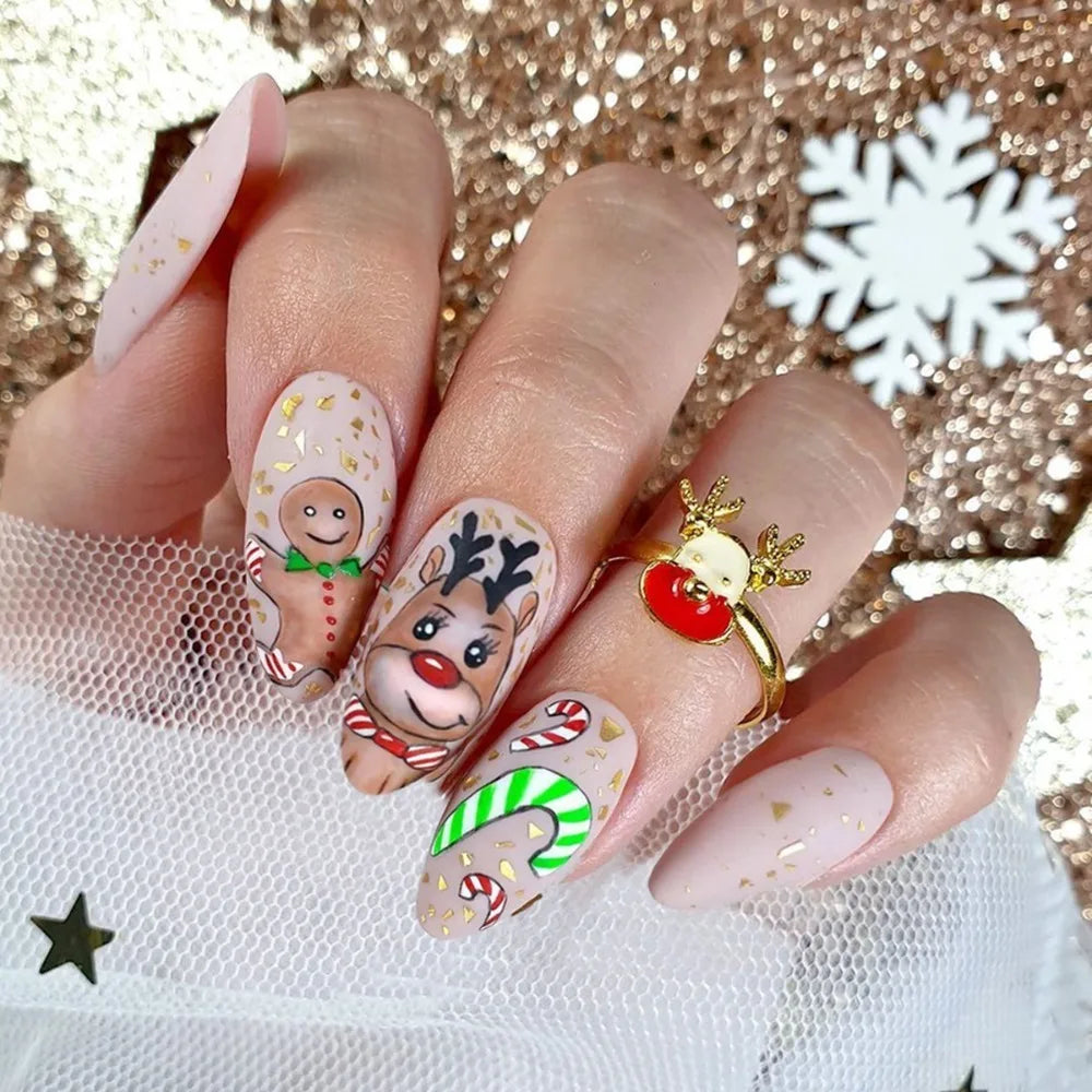 24Pcs Christmas Collection Almond False Nails