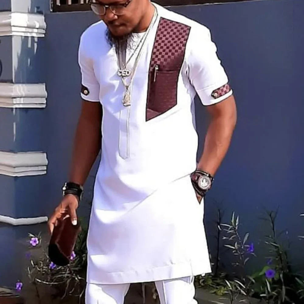 S–4XL Summer African Men’s White Shirt