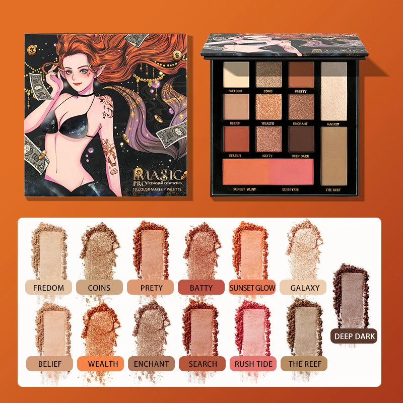 All-in-One Eyeshadow & Body Art Palette – Matte, Shimmer, Highlight & Blush, Waterproof