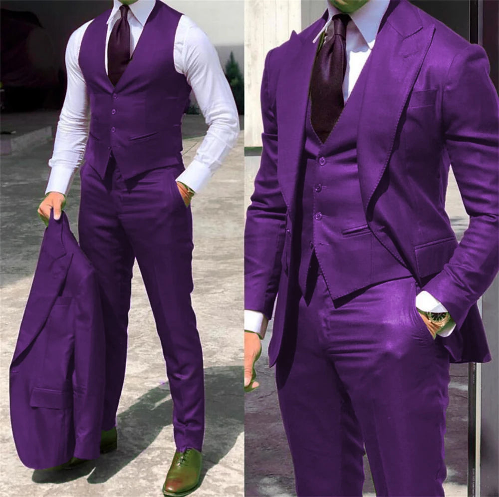 Solid Color Men's Formal Business Suit