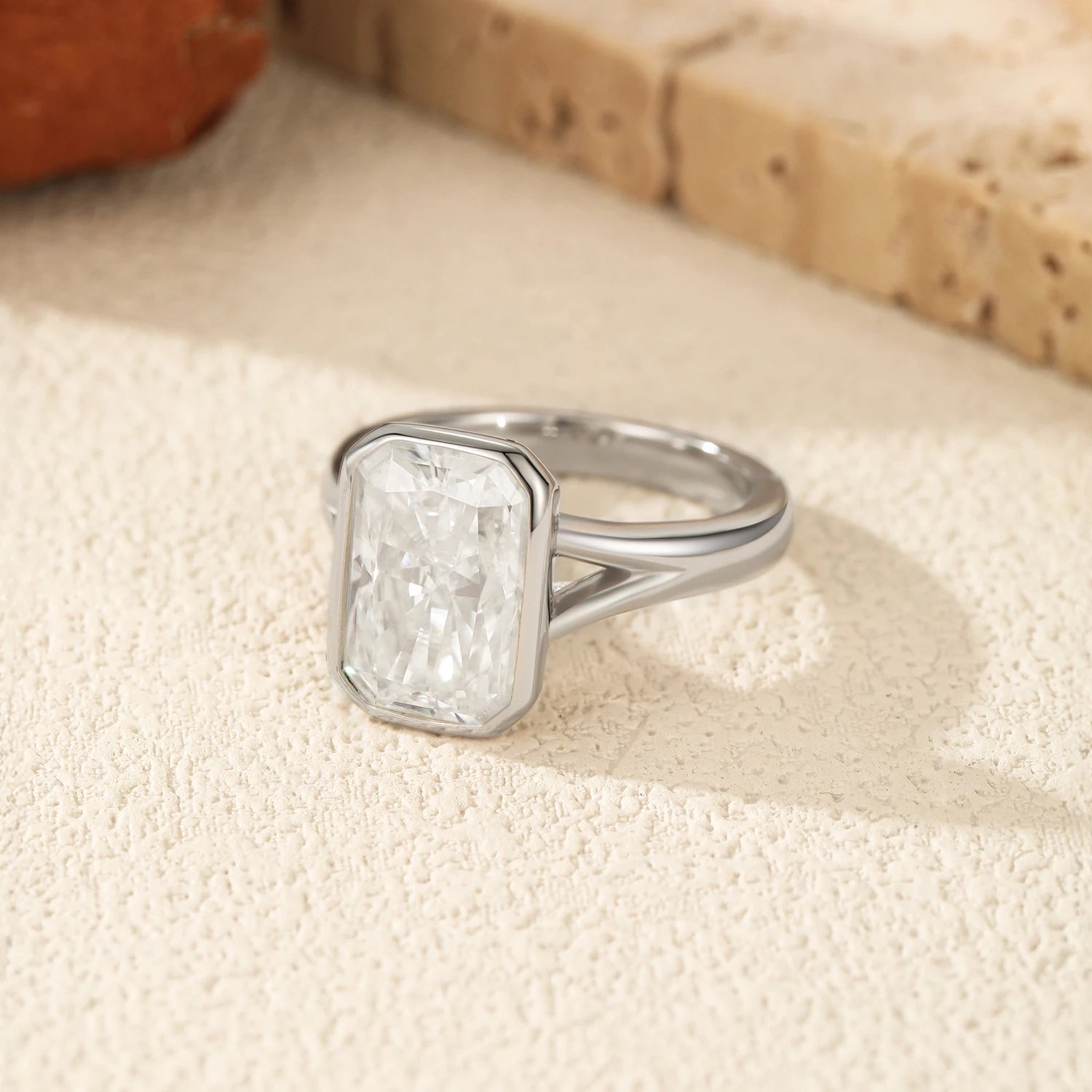 4.5CT D Color Moissanite Ring 925 Sterling Silver Rectangle Lab Diamond Wedding Statement Rings