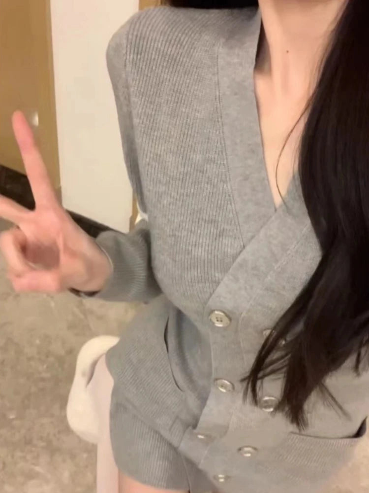 Button Short V Neck Sexy A Line Dress