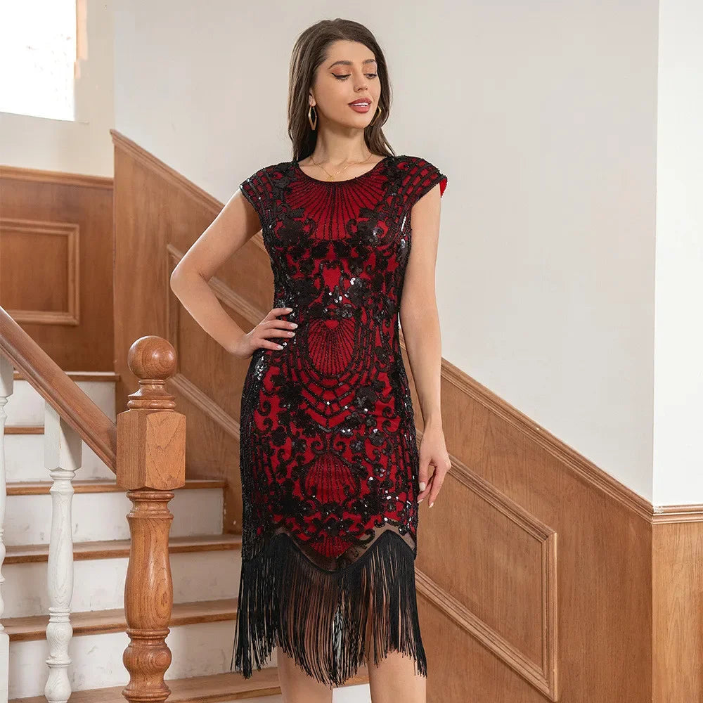 Casual Vintage Elegant Sequins Summer Dress