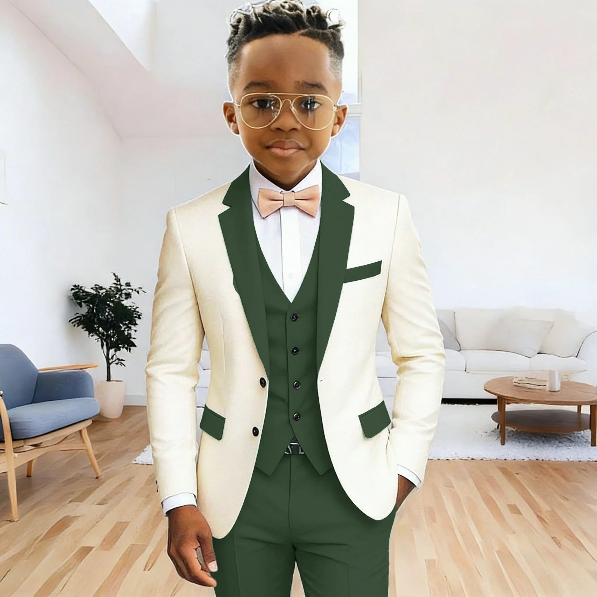 Boy's 3‑Piece Formal Suit Set – Jacket + Vest + Pants