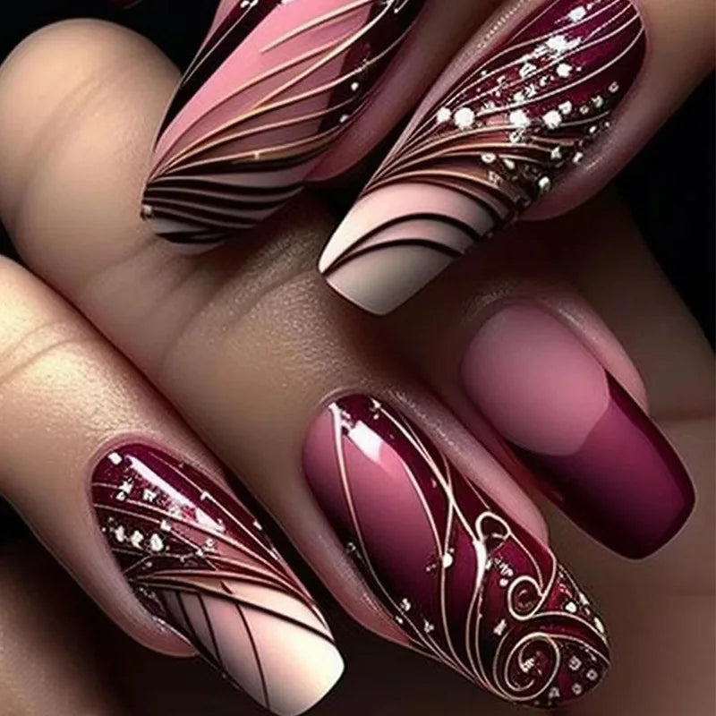 24Pcs Mid-length Ballet False Nails