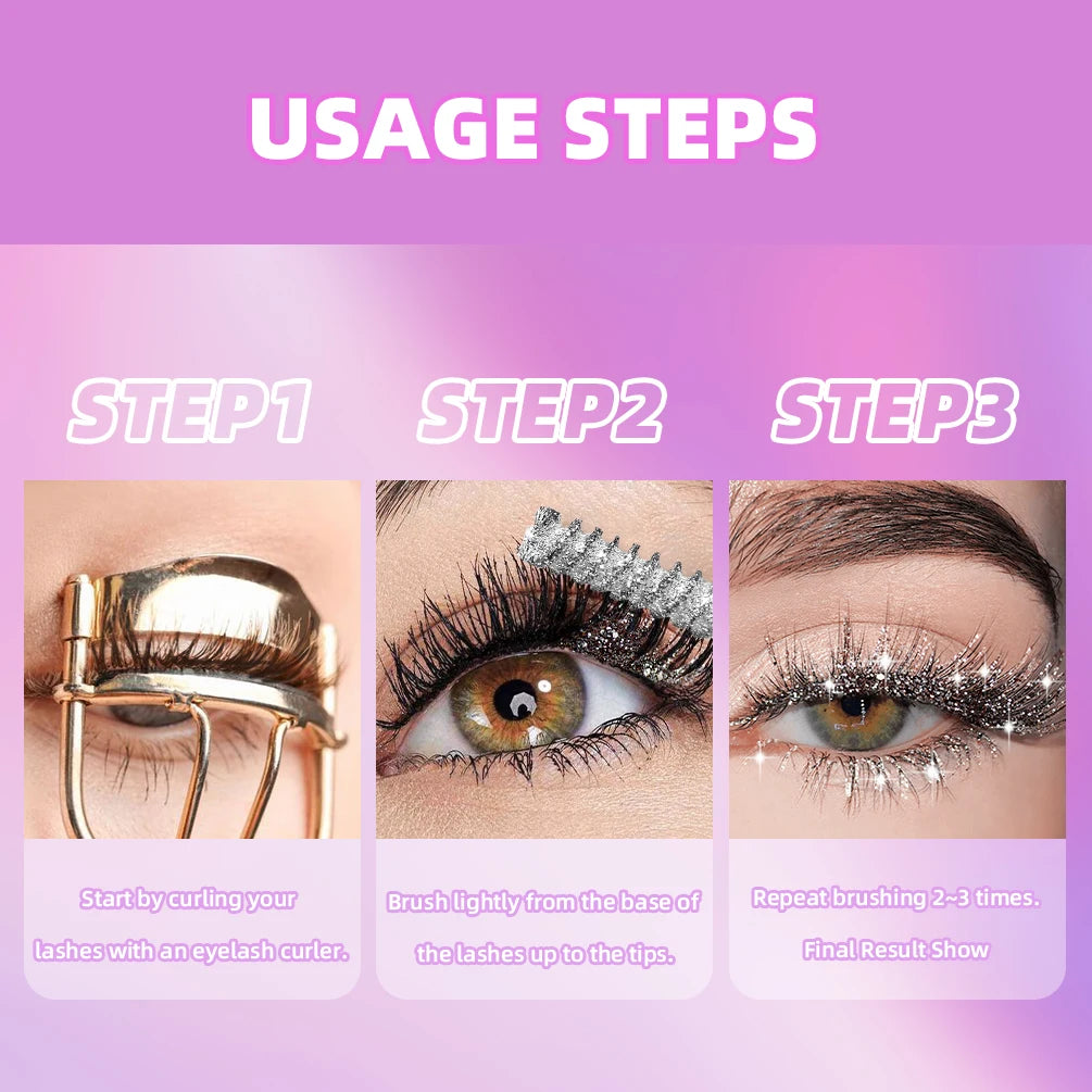 Glitter Mascara – 3 Dazzling Colors for Curled, Shiny, Long‑Lasting Lashes