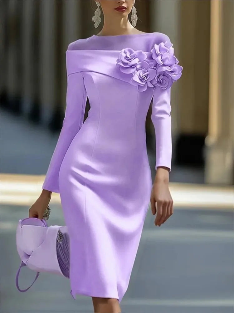 ✨ Elegant Floral Side-Patch Party Dress