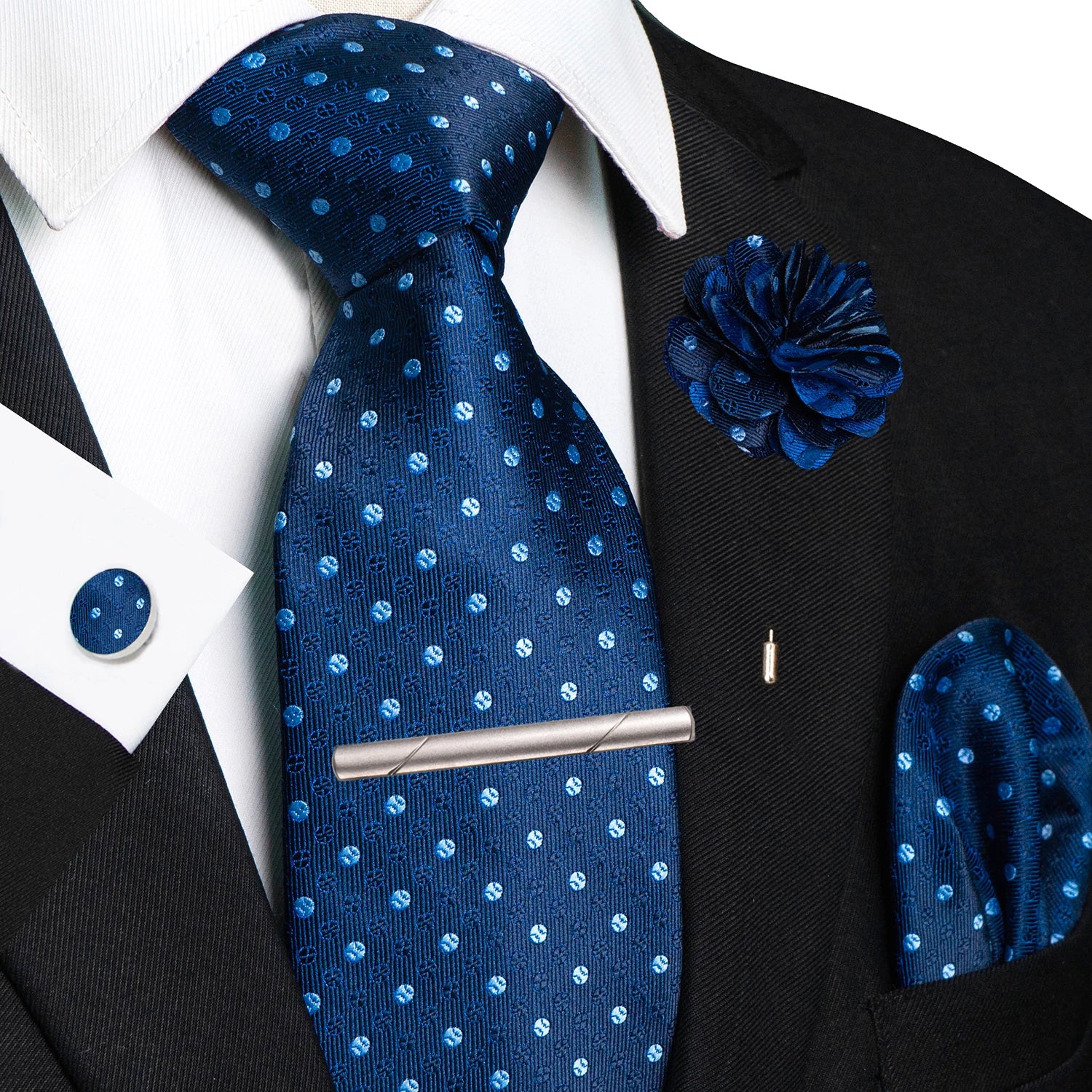 Brown Yellow Plaid Silk Tie Set for Men