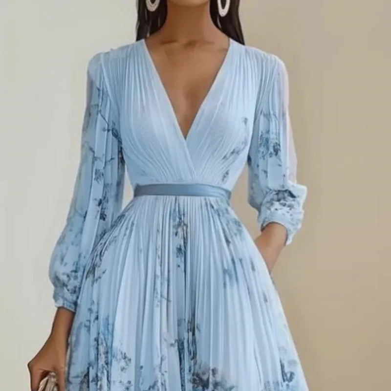 Women's Floral Pleated Maxi Dress