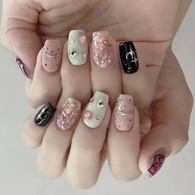 24Pcs Pink Ballet Fake Nails