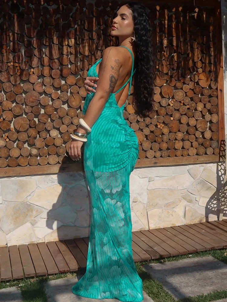 Elegant Spaghetti Strap  Maxi Dress