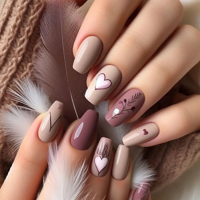 24Pcs Mid-length Ballet False Nails